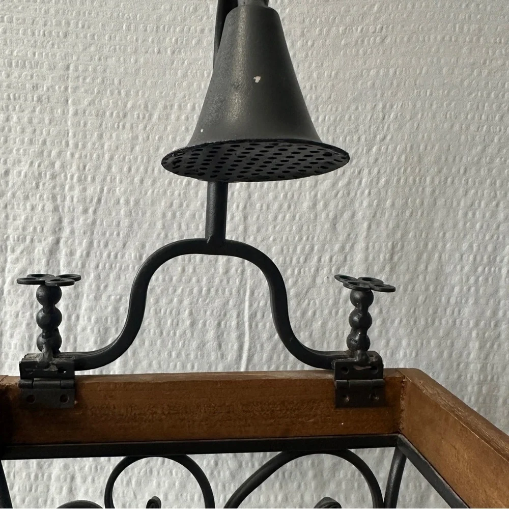 Vintage Wrought Iron Wood Clawfoot Bathtub Planter Centerpiece Decor Caddy